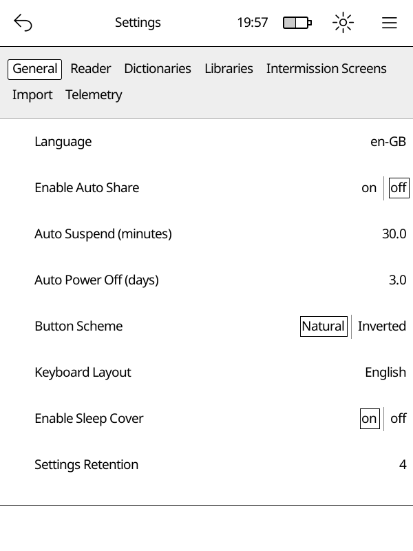 settings editor screenshot